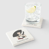 ヴィンテージアールデコ女性の帽子手袋カラー ストーンコースター (横)