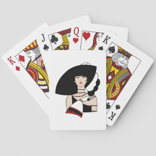 ヴィンテージアールデコ女性の帽子手袋カラー トランプ (裏面)