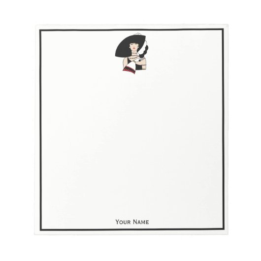 ヴィンテージアールデコ女性の帽子手袋カラー ノートパッド (正面)