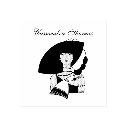 ヴィンテージアールデコ女性の帽子手袋カラー ラバースタンプ (インプリント)