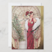 ヴィンテージアールデコ女性クリスマス シーズンカード (正面)