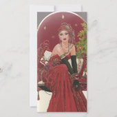 ヴィンテージアールデコ女性クリスマス シーズンカード (正面)