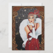 ヴィンテージアールデコ女性クリスマス シーズンカード (正面)