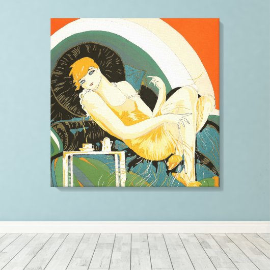 ヴィンテージアールデコ女性ソファ、チョンプレ キャンバスプリント (インサイチュ (ウッドフロア))