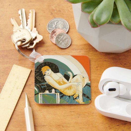 ヴィンテージアールデコ女性ソファ、チョンプレ キーホルダー (デスク)