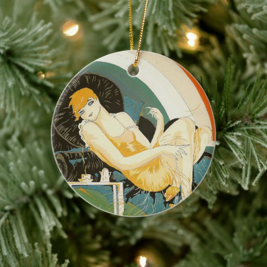 ヴィンテージアールデコ女性ソファ、チョンプレ セラミックオーナメント (ツリー)