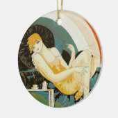 ヴィンテージアールデコ女性ソファ、チョンプレ セラミックオーナメント (左)