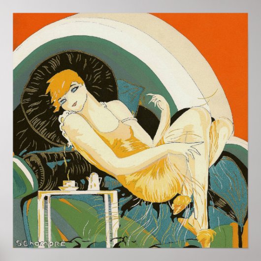 ヴィンテージアールデコ女性ソファ、チョンプレ ポスター (正面)