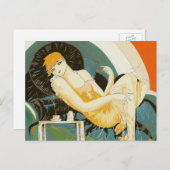 ヴィンテージアールデコ女性ソファ、チョンプレ ポストカード (正面/裏面)