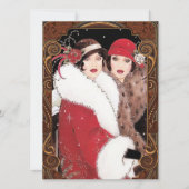 ヴィンテージアールデコ女性レディースクリスマス シーズンカード (正面)