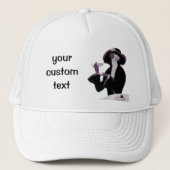 ヴィンテージアールデコ女性、アフタヌーンティーとカップケーキ キャップ (正面)