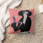 ヴィンテージアールデコ女性、アフタヌーンティーとカップケーキ クッション (ブランケット)