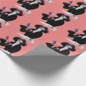 ヴィンテージアールデコ女性、アフタヌーンティーとカップケーキ ラッピングペーパー (角)