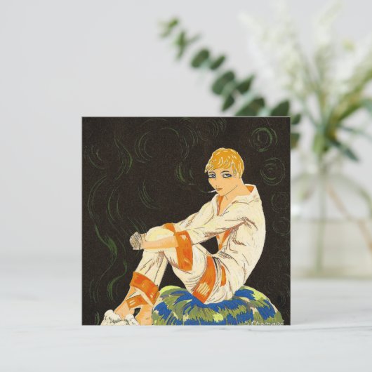 ヴィンテージアールデコ女性、喫煙by S. Chompre (スタンド正面)