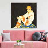 ヴィンテージアールデコ女性、喫煙by S. Chompre キャンバスプリント (インサイチュ (リビング))
