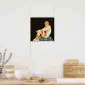 ヴィンテージアールデコ女性、喫煙by S. Chompre ポスター (キッチン)