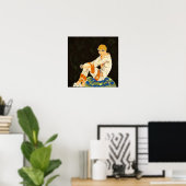 ヴィンテージアールデコ女性、喫煙by S. Chompre ポスター (ホームオフィス)