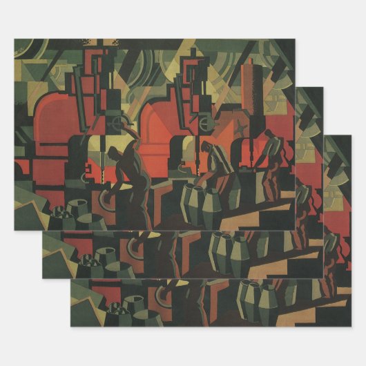 ヴィンテージアールデコ工業製造業 ラッピングペーパーシート (セット)