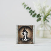 ヴィンテージアールデコ帽子をかぶった女性 スクエア名刺 (スタンド正面)