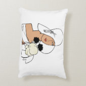 ヴィンテージアールデコ帽子Cをかぶった花付き女性 アクセントクッション (裏面(縦))