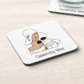 ヴィンテージアールデコ帽子Cをかぶった花付き女性 コースター (左側)