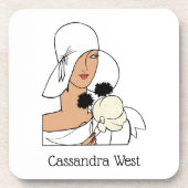 ヴィンテージアールデコ帽子Cをかぶった花付き女性 コースター (正面)