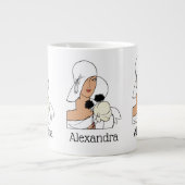 ヴィンテージアールデコ帽子Cをかぶった花付き女性 ジャンボコーヒーマグカップ (正面)