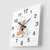 ヴィンテージアールデコ帽子Cをかぶった花付き女性 スクエア壁時計 (傾斜)