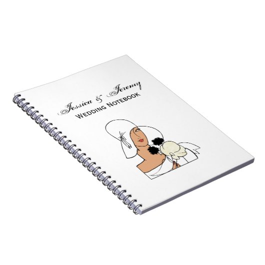 ヴィンテージアールデコ帽子Cをかぶった花付き女性 ノートブック (右側)