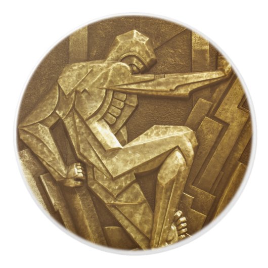 ヴィンテージアールデコ彫刻家具 セラミックノブ (正面)