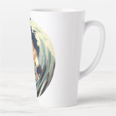 ヴィンテージアールデコ愛好家キスインザウェーブアットビーチ カフェラテマグ (右)