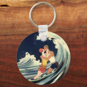 ヴィンテージアールデコ愛好家キスインザウェーブアットビーチ キーホルダー (裏面)