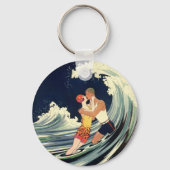 ヴィンテージアールデコ愛好家キスインザウェーブアットビーチ キーホルダー (裏面)