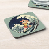 ヴィンテージアールデコ愛好家キスインザウェーブアットビーチ コースター (左側)