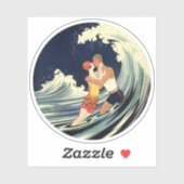 ヴィンテージアールデコ愛好家キスインザウェーブアットビーチ シール (シート)