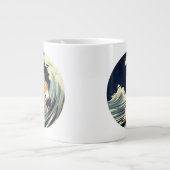 ヴィンテージアールデコ愛好家キスインザウェーブアットビーチ ジャンボコーヒーマグカップ (正面)