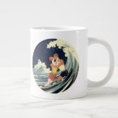 ヴィンテージアールデコ愛好家キスインザウェーブアットビーチ ジャンボコーヒーマグカップ (右)