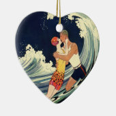 ヴィンテージアールデコ愛好家キスインザウェーブアットビーチ セラミックオーナメント (右)