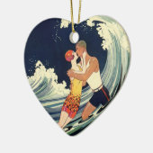 ヴィンテージアールデコ愛好家キスインザウェーブアットビーチ セラミックオーナメント (左)