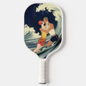 ヴィンテージアールデコ愛好家キスインザウェーブアットビーチ ピックルボールラケット (裏面)