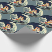 ヴィンテージアールデコ愛好家キスインザウェーブアットビーチ ラッピングペーパー (角)