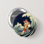 ヴィンテージアールデコ愛好家キスインザウェーブアットビーチ 缶バッジ (正面&裏面)