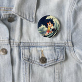 ヴィンテージアールデコ愛好家キスインザウェーブアットビーチ 缶バッジ (インサイチュ)