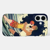 ヴィンテージアールデコ愛好家キスインザウェーブアットビーチ Case-Mate iPhoneケース (裏面 (横))