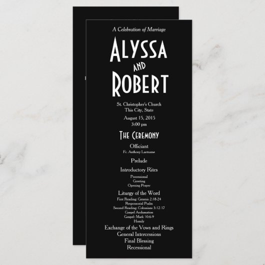 ヴィンテージアールデコ文字結婚式 プログラム (正面/裏面)