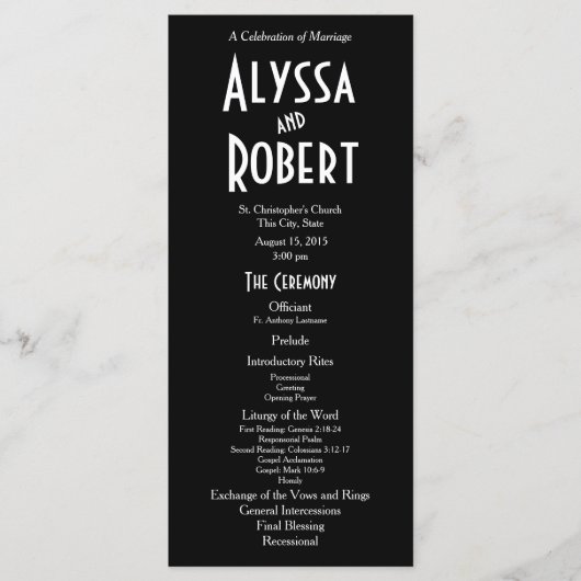 ヴィンテージアールデコ文字結婚式 プログラム (正面)