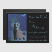 ヴィンテージアールデコ新婚ウェディング日付を保存 マグネット招待状 (正面/裏面)