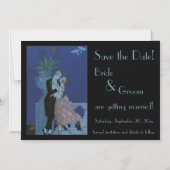 ヴィンテージアールデコ新婚ウェディング日付を保存 マグネット招待状 (正面)