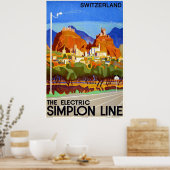 ヴィンテージアールデコ旅行ポスタースイスシオンヴァレ ポスター (キッチン)