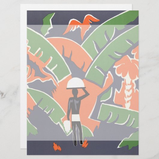 ヴィンテージアールデコ旅行，アフリカのジャングルの先住民 (正面/裏面)